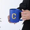 custom alphabetr blue ceramic Mug (C)