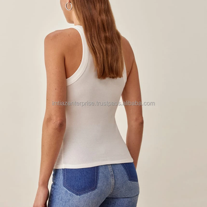 Vest Rib Racer Back Ribbed Tank Top Women Rayon Cotton Classic ...