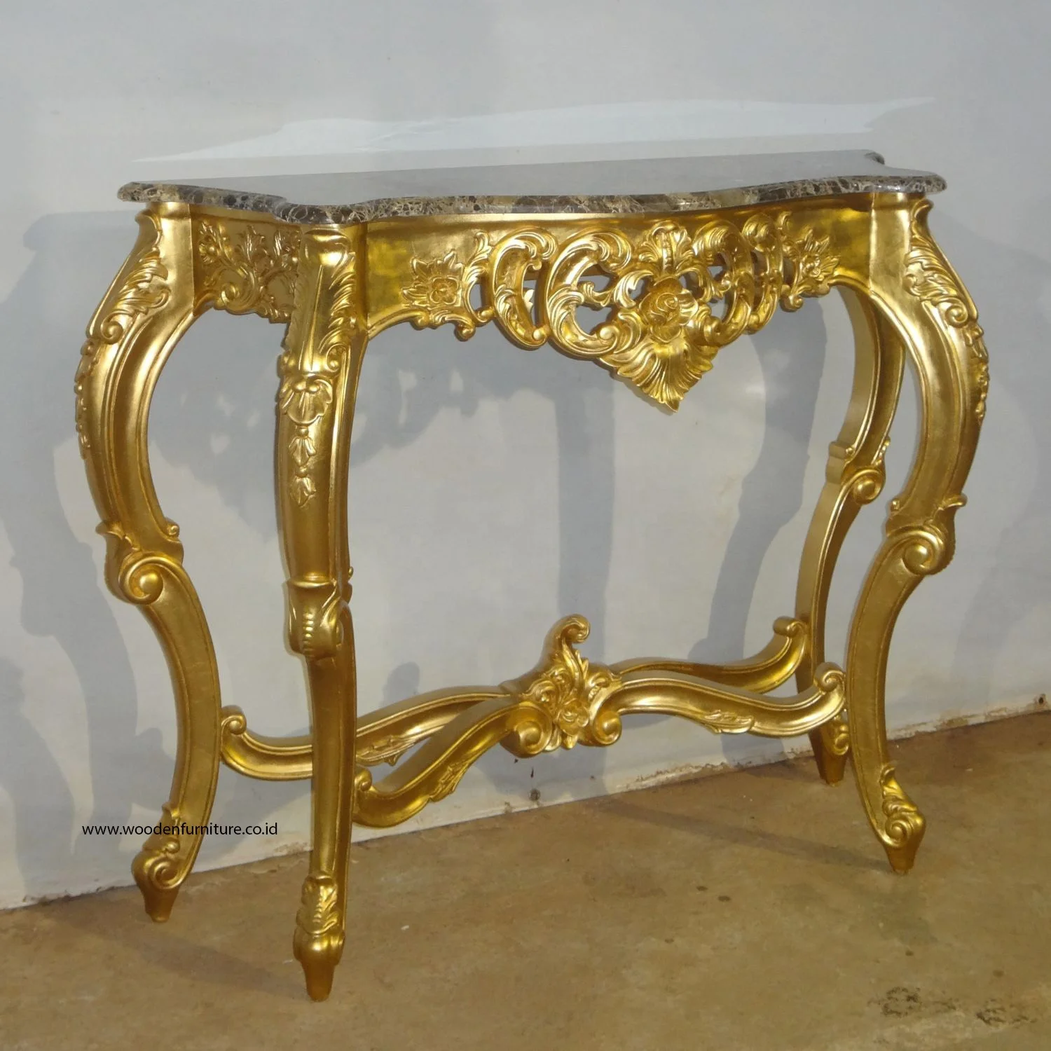 Antique Reproduction Hall Table Gold Leaf Console Table With Marble Top ...