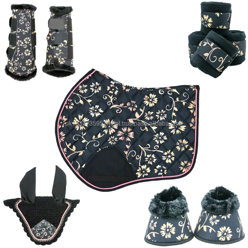 Black Cotton Printed Sublimation Jump Cut Saddle Pad Sottosella