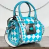 Turquoise & White Checkered