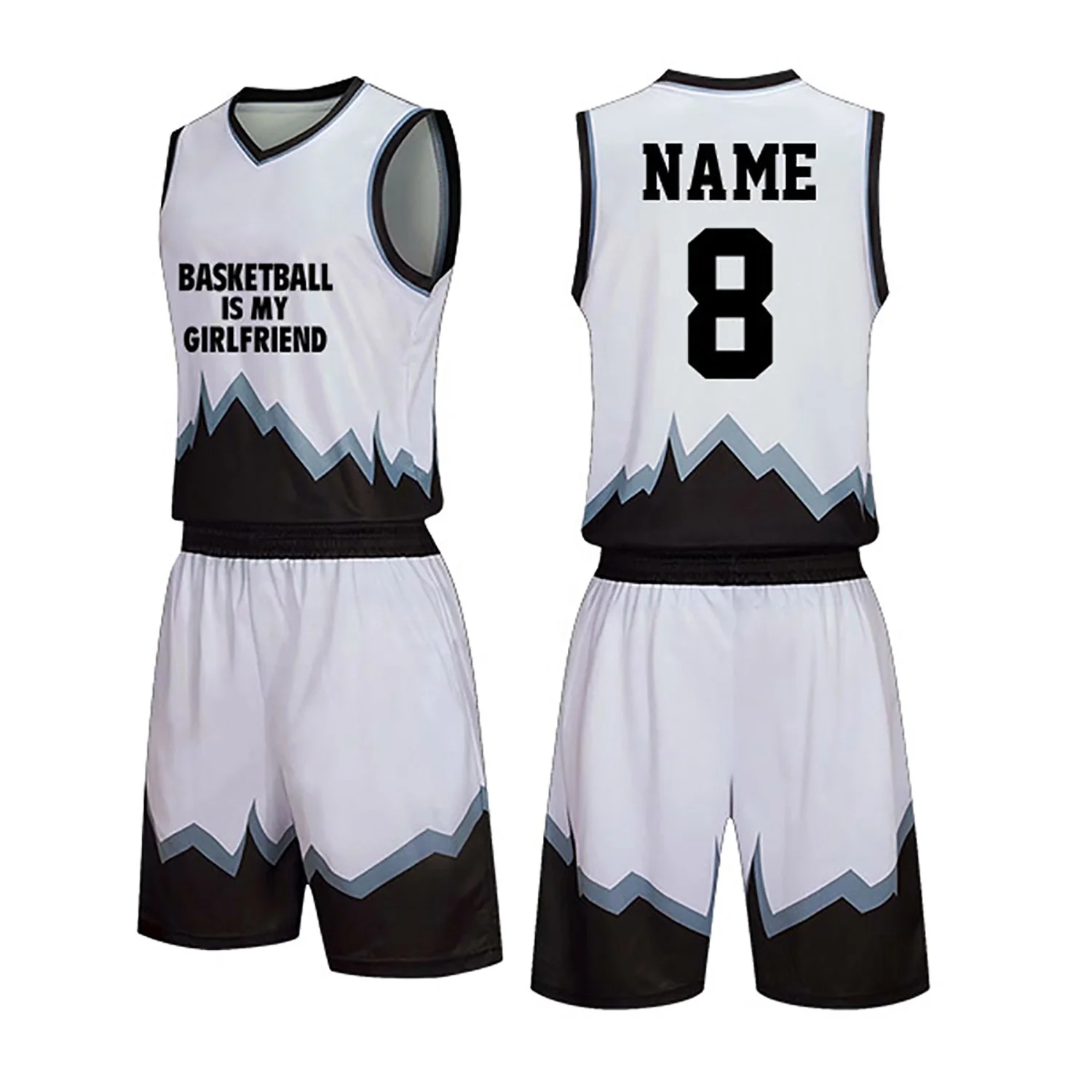 Wholesale black white basketball jersey design For Comfortable Sportswear 