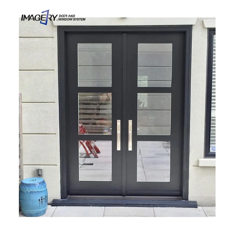 Imagery Customized Cheap Modern Style Exterior Aluminum Double Swing French Casement Doors for Home