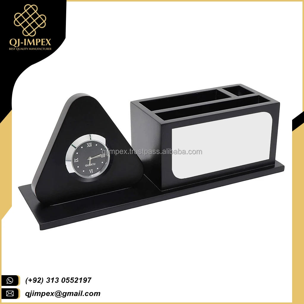 Custom Wooden Desk Business Card Holder Closure Desktop Name Card