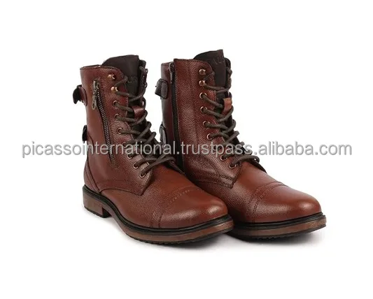 Leading Exporter of Unique Design Custom Logo Shoes OEM High Quality 100% Genuine Leather Hiking Boot for Men from India