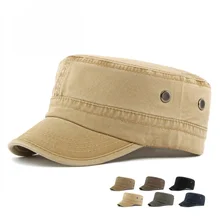High Quality Washed Cotton Cadet Cap for Men Outdoor Tactical Adjustable Flat Top Patrol Hat Custom Logo Design