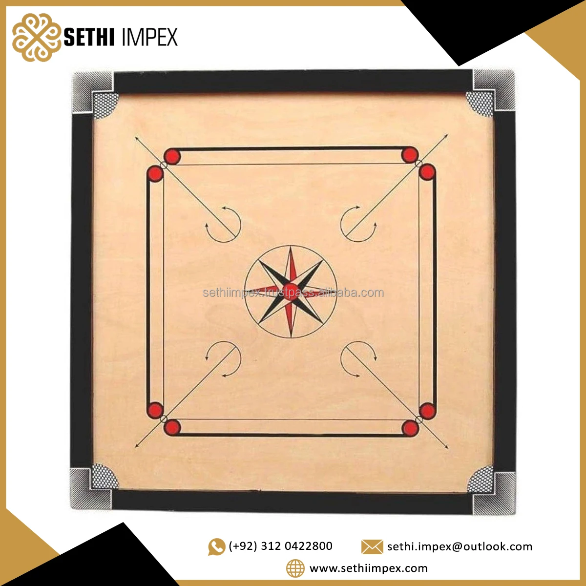 Wooden Carrom Board 32 Inches Custom 29"x29" Full Large Size Tournament