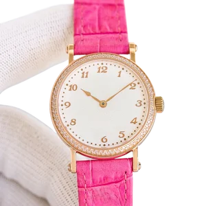 New Luxury pink Genuine Leather Strap Women's Mechanical Watch Slie Versatile Stylish, High-quality Automatic Waterproof Watches