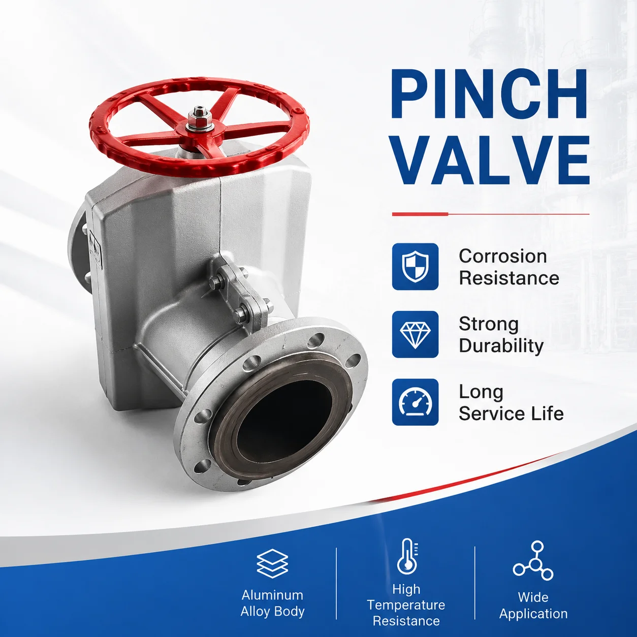 Manual Pinch Valve Handwheel Flanged Rubber Sleeve Valve DN125 Slurry Cement Powder Mining Wastewater Pipe Clamp JINKON VALVE