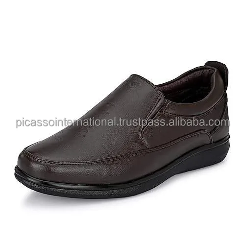 Wholesale Men's Genuine Leather Loafer Shoes Stylish Dark Brown Dress Shoes for Formal Casual Office Party Wear EVA Insole