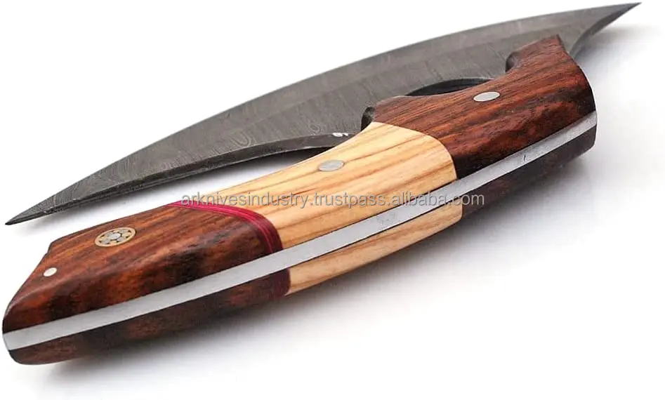 Wood Handle Curved Knife Plus Chopping Board With Bowl Easy To Use