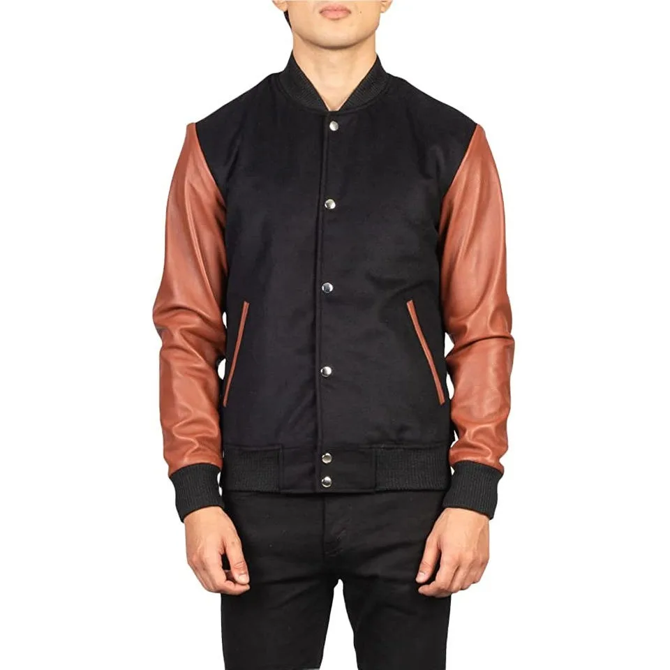 Smart Stylish Winter Jacket with Wool Body Sleeves Cotton Fleece Baseball Embroidery Letterman and Variety Canvas Jacket