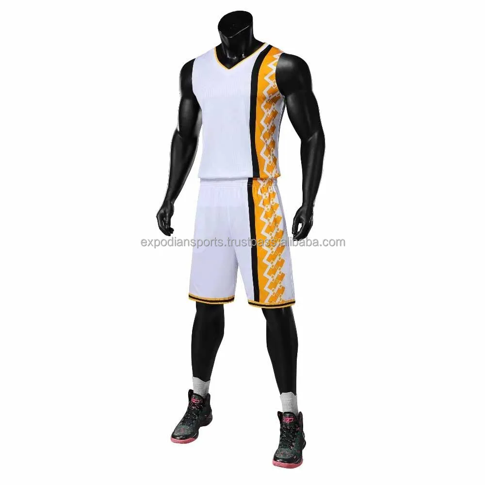 Men Basketball Uniform Sets Sublimation Vneck Sleeveless Jersey With