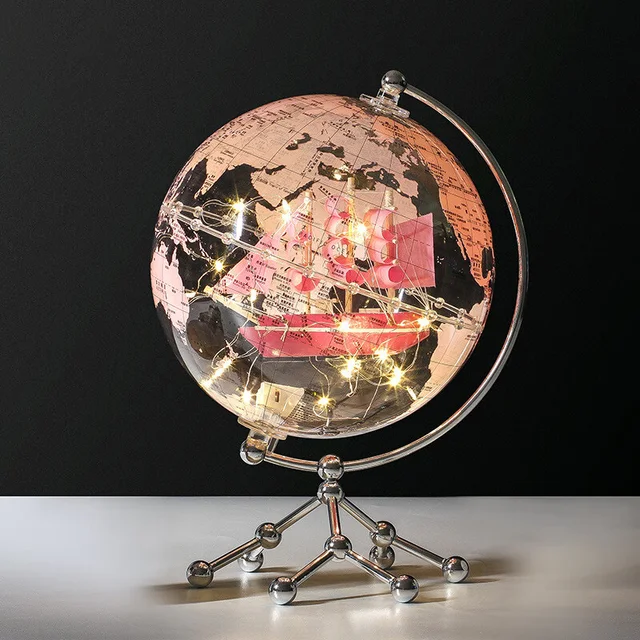 Wellfun Transparent Globe Gift Household Pink Earth Christmas Plastic Craft Wholesale Novelty Gifts World Globe Earth Decor