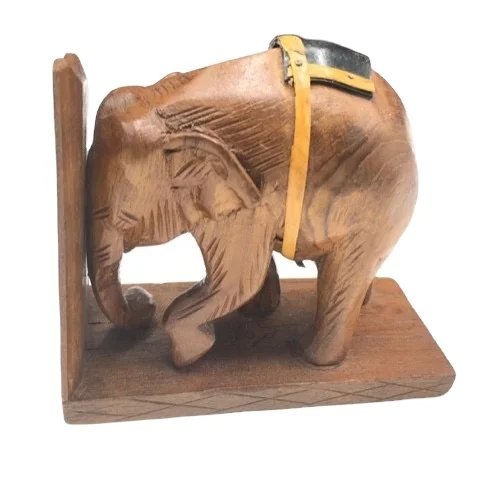 Handmade Elephant Carving in Teak Wood Nautical Style Popular Thai Souvenir Animal Wooden Tools Type