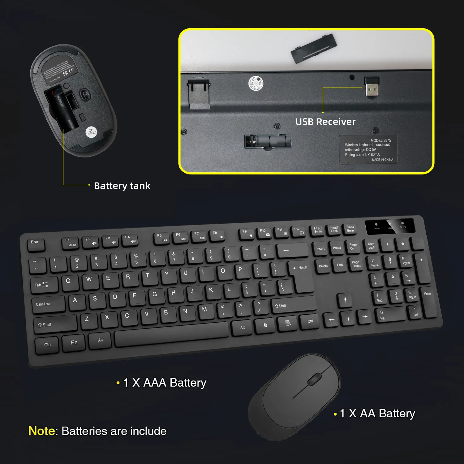 Wireless Keyboard Mouse Set Waterproof Key Mouse Desktop Home Computer Notebook Office Game Special Keyboard Mouse Set