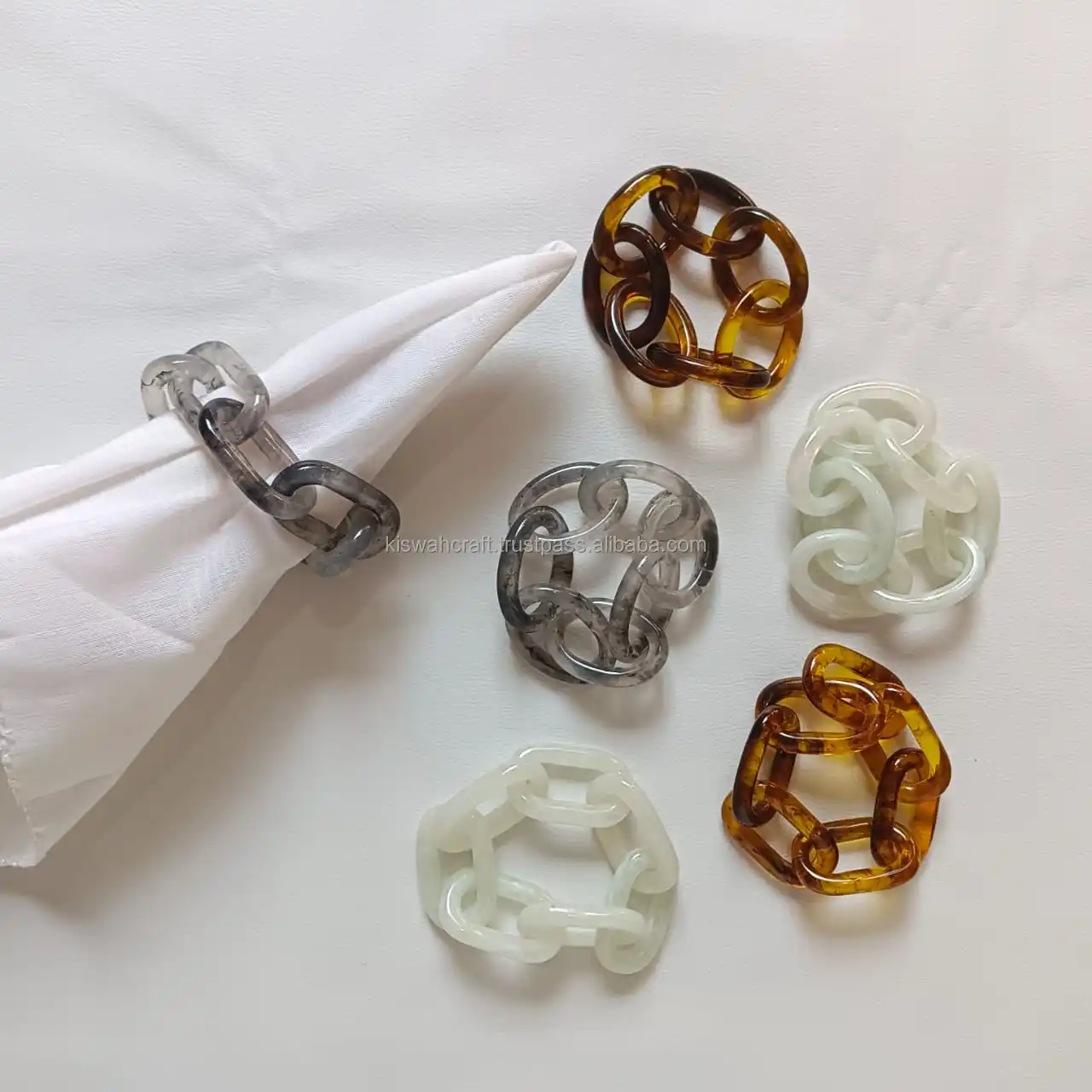 Acrylic Link Chain Napkin Ring Designer Custom Color Tissue Paper Holder Chain Rings for Party Table Decoration