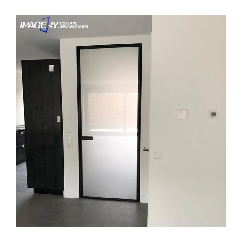 Latest Customized Extremely Narrow Frame Glass Soundproof Aluminum Casement Swing Door for Bathroom