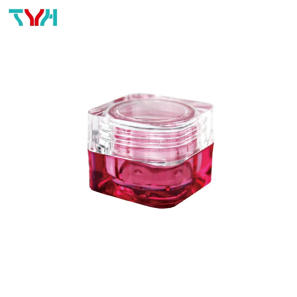 5ml PS Clear Transparent Square Cosmetics Makeup Colorful Stackable Jar Small Cosmetic Pot (BQ05-1)