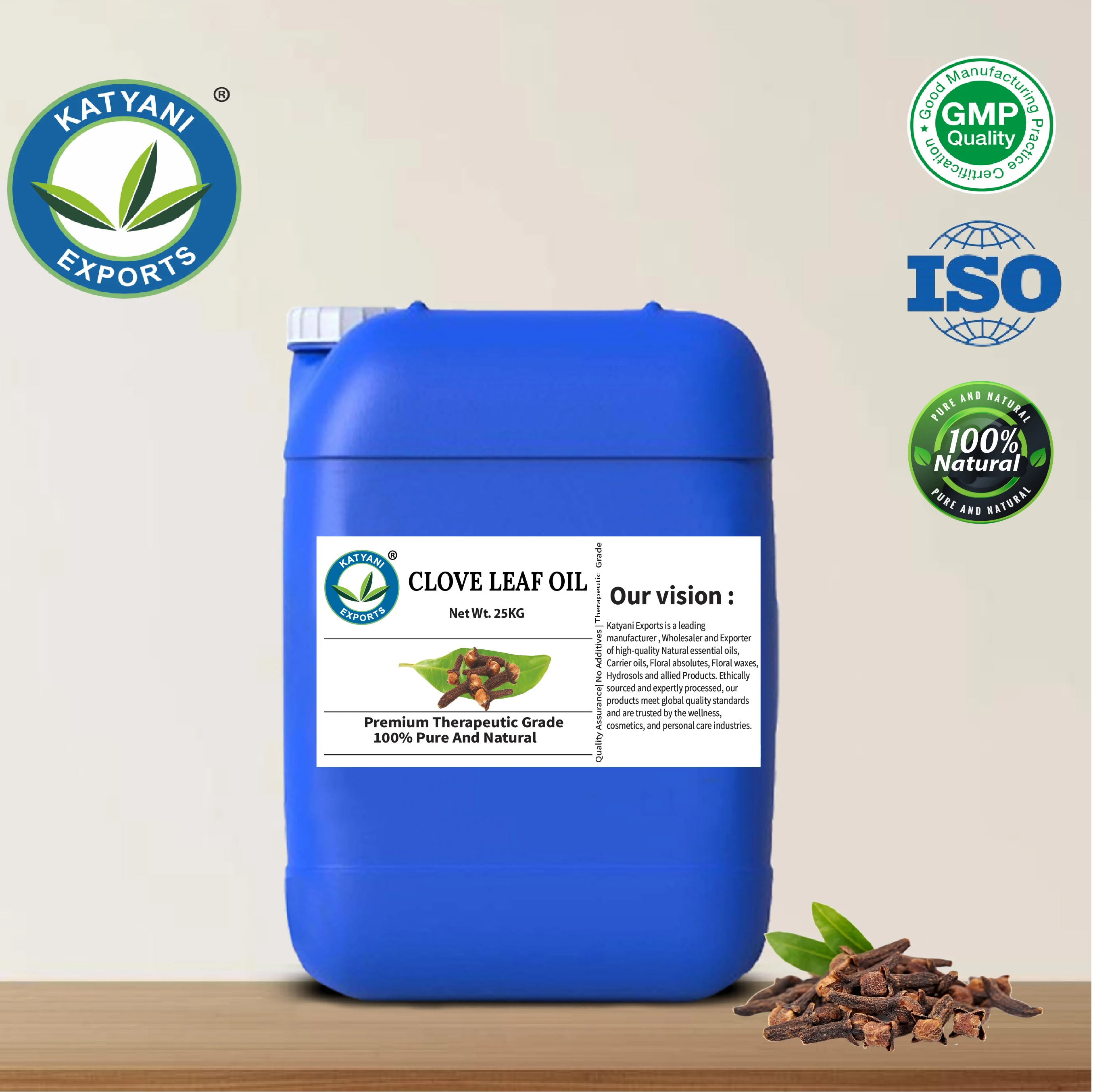100% Pure & Natural 1 KG Clove Leaf Essential Oil Syzygium Aromaticum Steam Distilled - For Cosmetics Formulations - From India