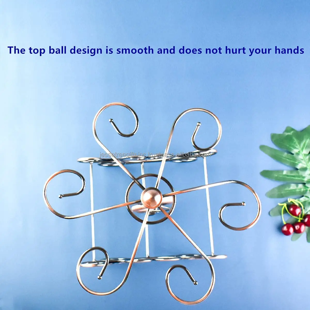 Metal Wire Wine Bottle & Glass Tree With Copper Plating Finishing Leaves Inlay Design Good