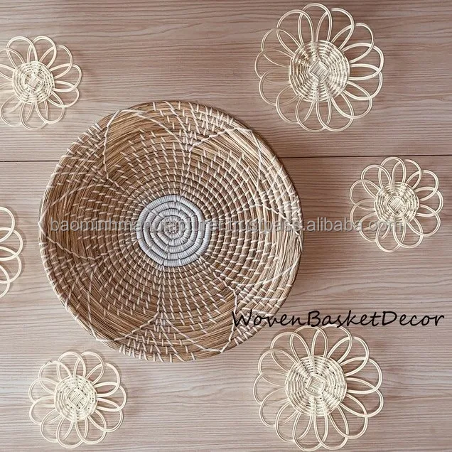 Cheapest! Set 10 Of Flower Round Wall Hanging Decor Rattan Home