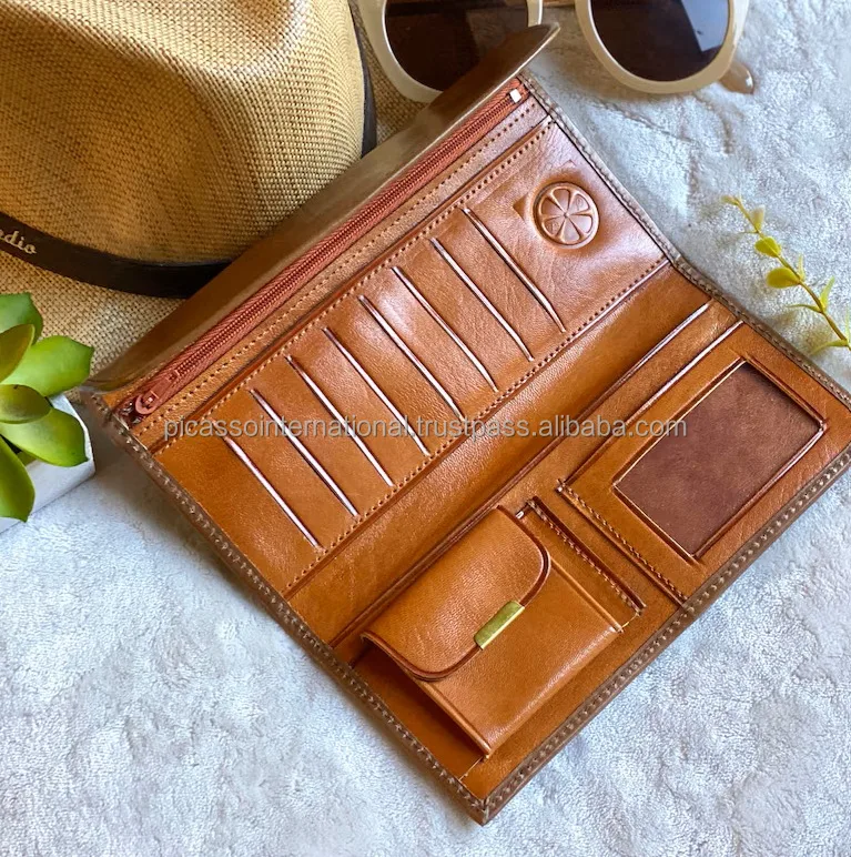 Top Selling Women's Stylish Modern Design Genuine Leather Wallet Vintage Natural Pattern Superior Quality Competitive Price