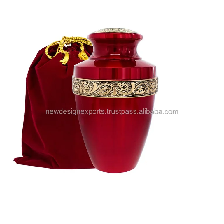 Serenity Red American Style Adult Cremation Urn Beautiful Metal Urn