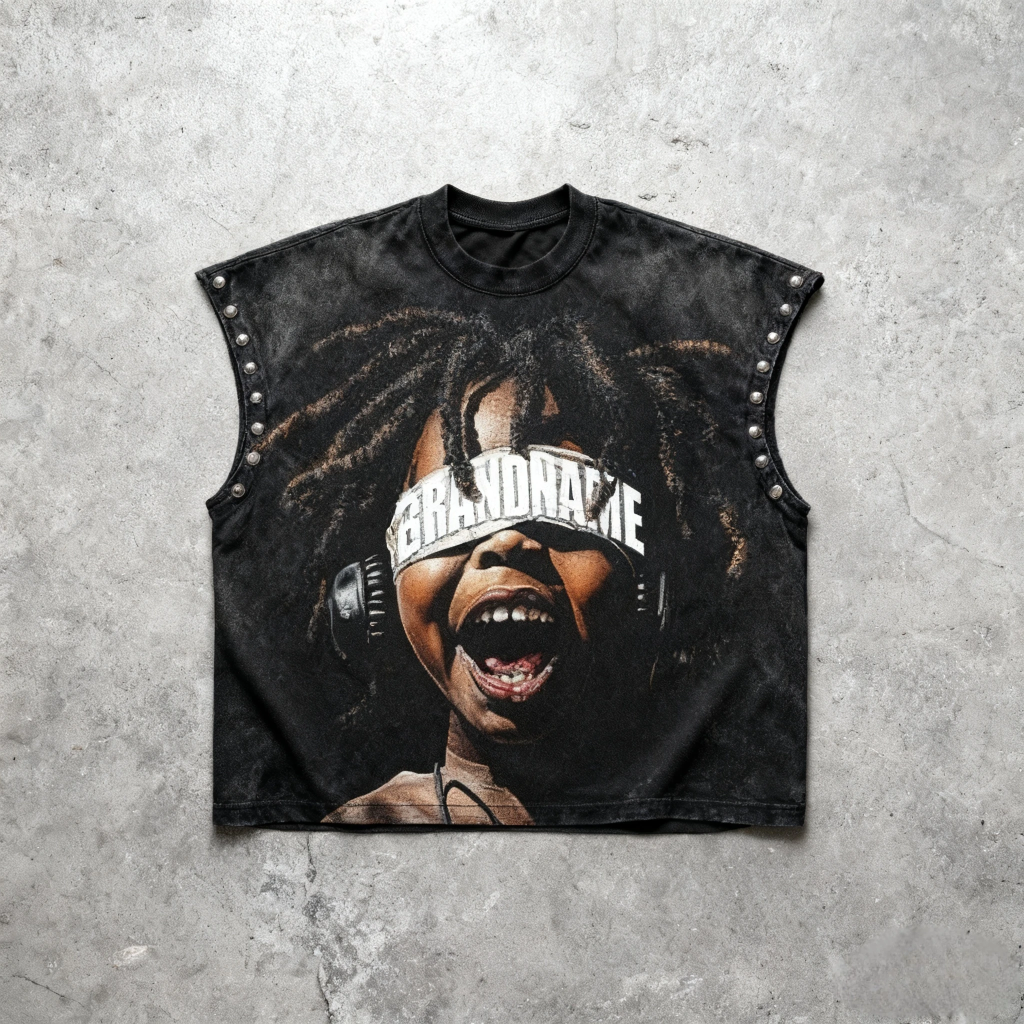 Glory Custom Graphic Print Distressed Embroidery Rhinestone Tank Top High Quality Tank Top For Streetwear For Unisex