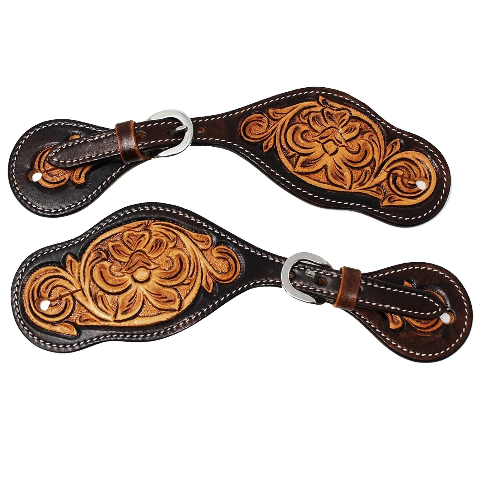 Custom Made High Quality100 Cow Leather Western Beaded Spur Strap