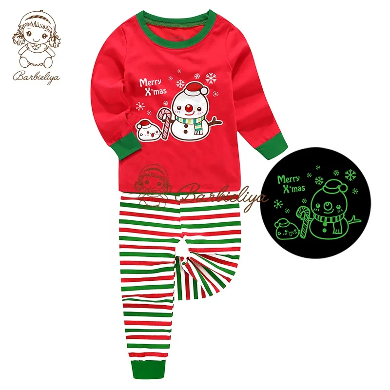 Для маленьких девочек и мальчиков светятся в темноте одежда для сна номер Пижама детская пижама детские пижамы рождественском