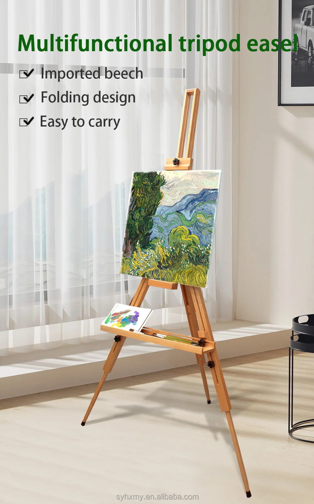 Beech Wood Large Triangular Easels Adjustable Height Up To 180cm