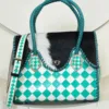 White & Turquoise Checkered