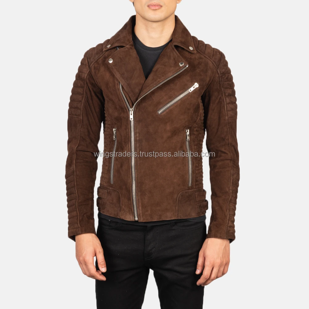 suede biker jacket with fur collar