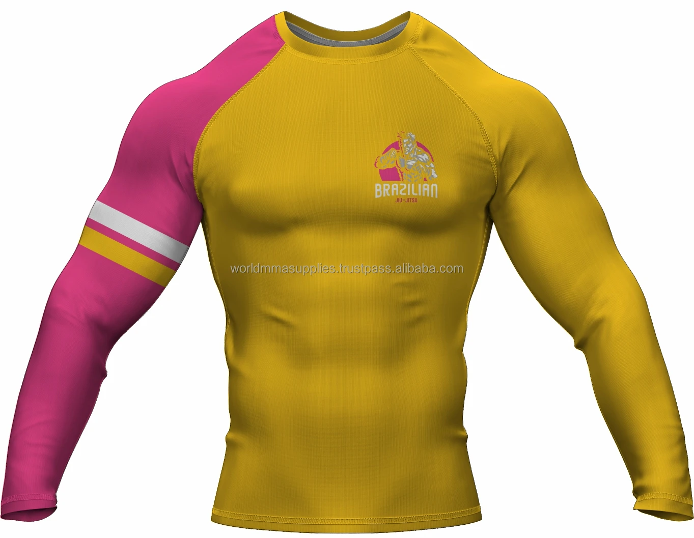 Men Long Sleeve Compression Rash Guard Shirt For Mma Bjj Wrestling Grappling Jiu Jitsu Training