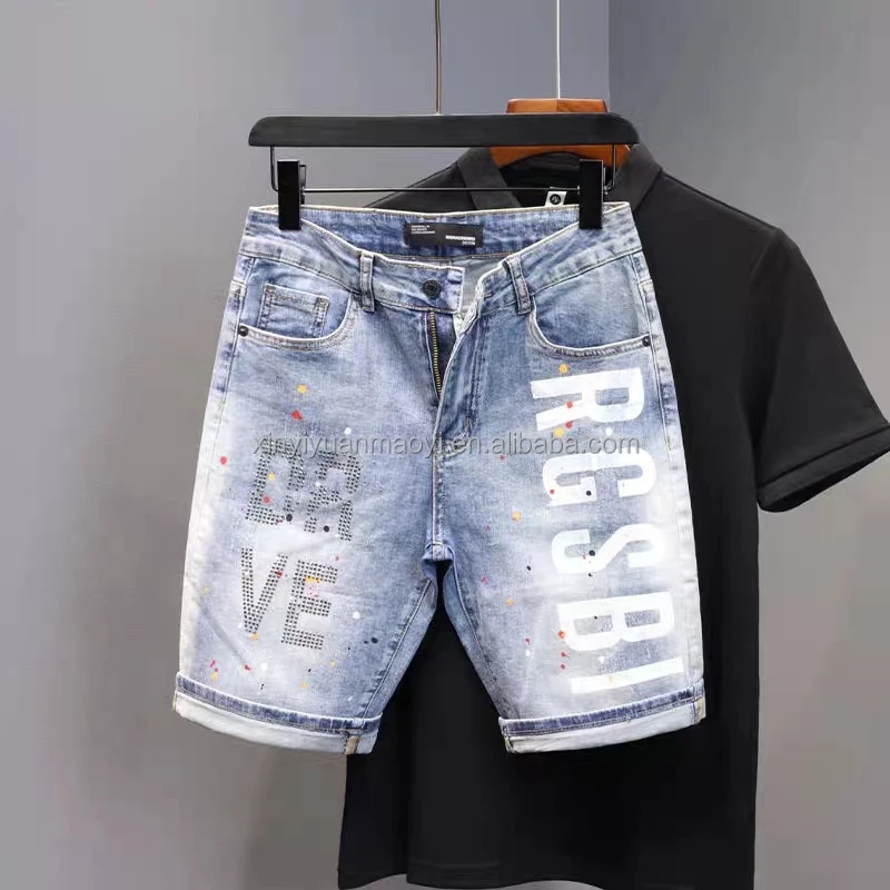 European And American High Street Washed Mid-waist Straight Summer Thin Men's Denim Shorts415_voghion.com