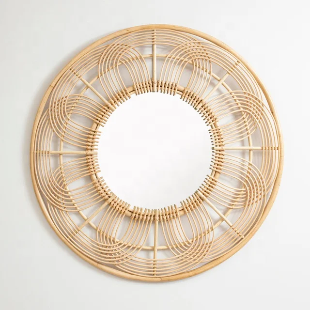 Natural Round Wall Rattan Mirror Wholesale Supplier Rattan Wall Hanging 