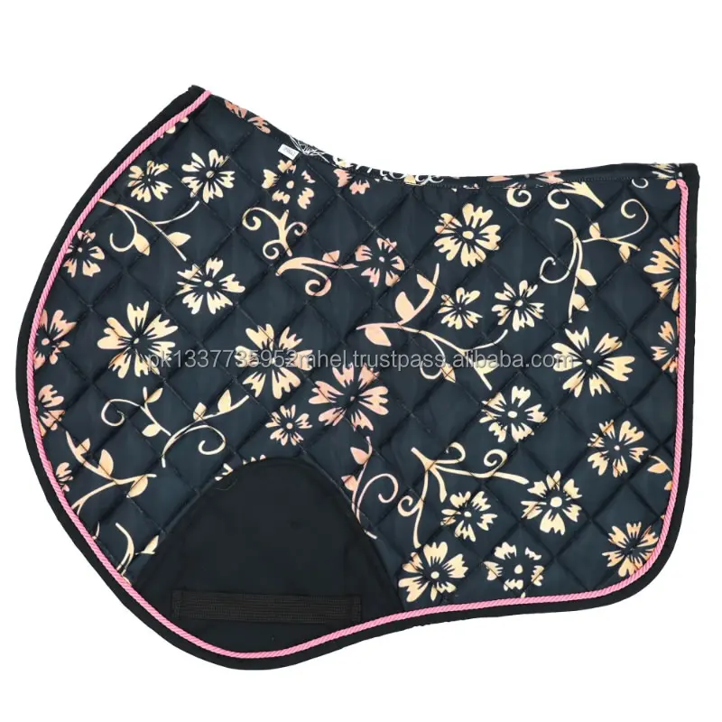 Black Cotton Printed Sublimation Jump Cut Saddle Pad Sottosella