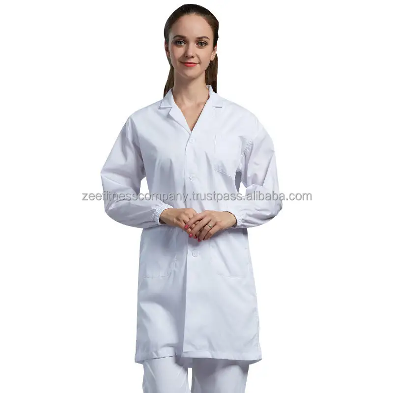 Poly Cotton Hospital Long White Lab Coat For Doctor Lab Coats Wholesale