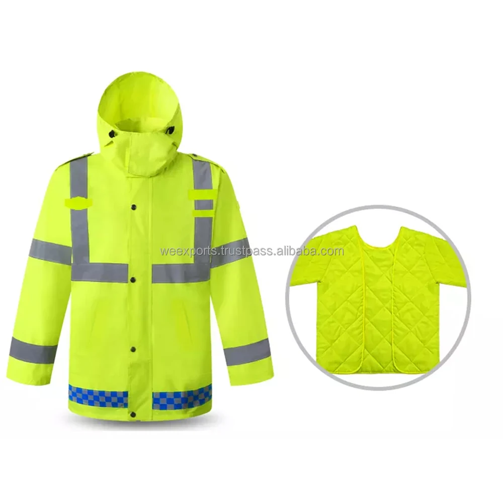 Highvisibility Waterproof Outdoor Jacket In Winter,Safety Work Clothes With Detachable Lining