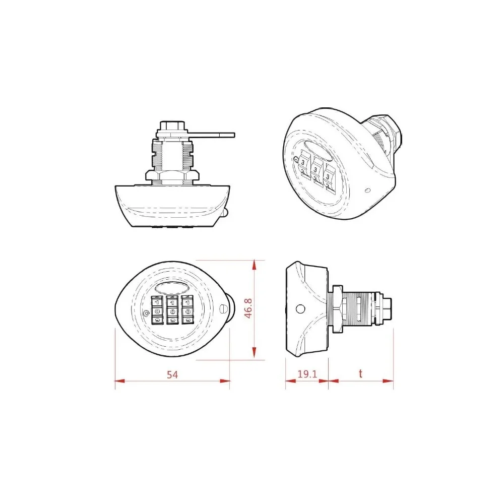 REAL RL-9047 Small Combination Lock, Round Keyless Combination Lock for Cabinet Door Locker