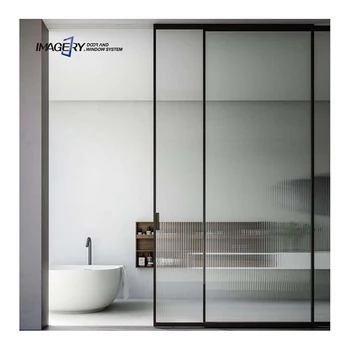 Chinese manufacturer extremely narrow frame 2 panel frameless aluminum sliding door for living room