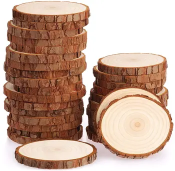 2-30cm Unfinished Natural Wood Slices Craft Wood Christmas Ornaments DIY Crafts with Bark for Crafts Rustic Wedding Decoration