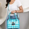 Turquoise & White Checkered