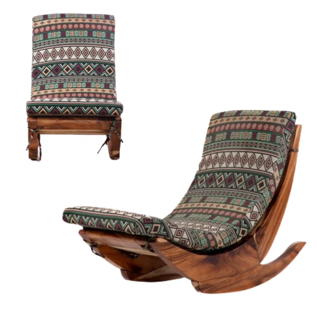 Solid Wooden Rocking Chair with Comfortable Cushion Direct Factory From Indonesia Wholesale Price Best Selling Product