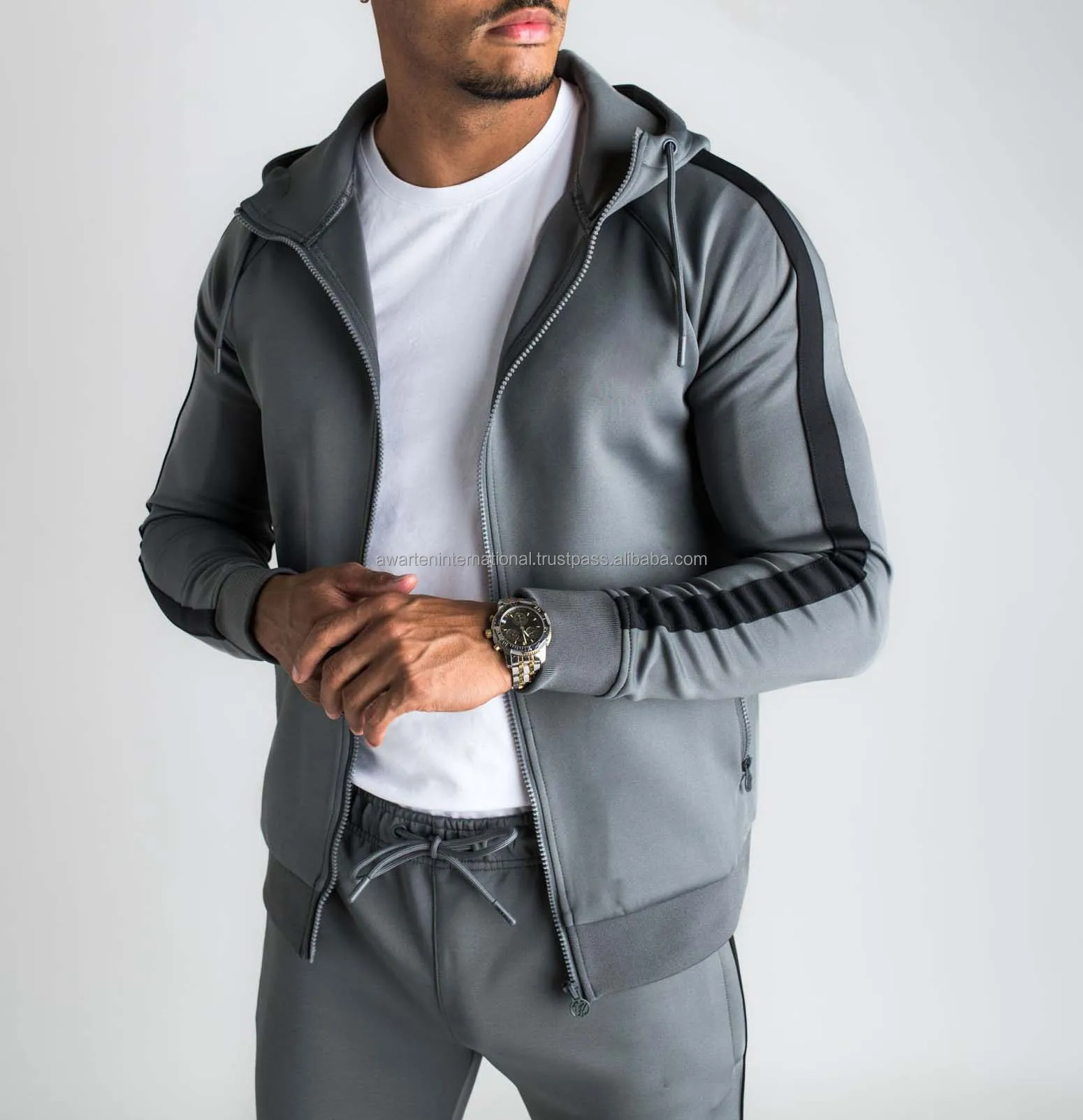 Custom 3d Puff Print Sweatsuits Two Pieces Fleece Tracksuit Set