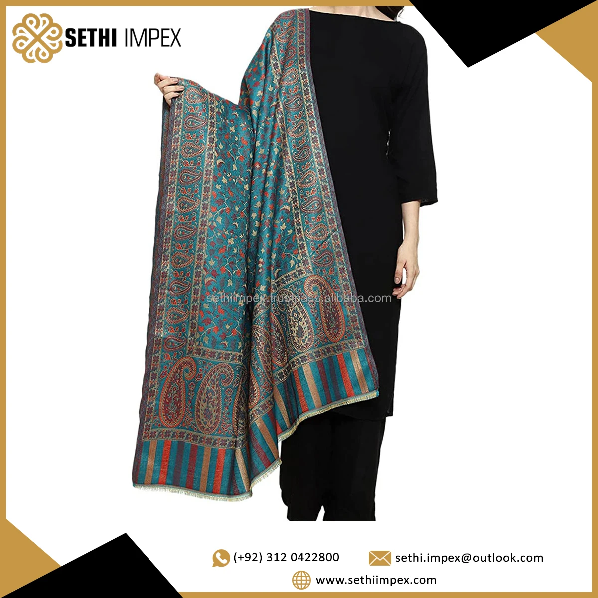 Pakistan Made 2022 Latest Design Wool Shawls For Ladies / Hot Sale New Arrival Wool Shawls With