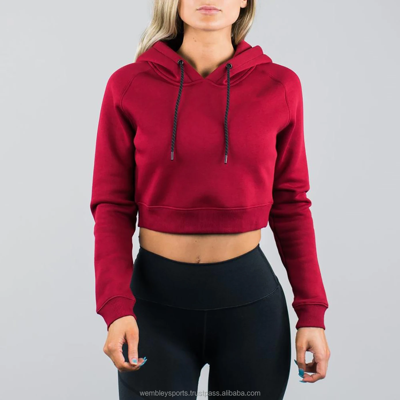 Custom Logo Streetwear Women Sweatshirt Pullover Gym Hoodies Women Crop ...