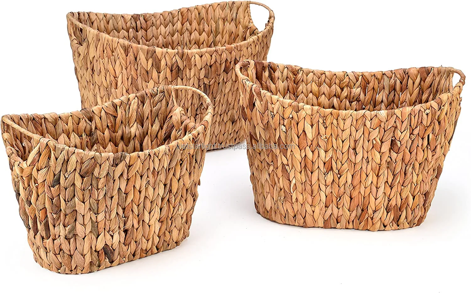 Water Hyacinth Basket Water Hyacinth Woven Basket Set/3 Made In Vietnam