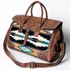 Tan / Brown with Turquoise Inlay detailing